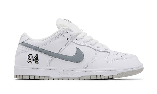 Dunk Low SB x Supreme "94 White Metallic Silver"